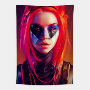 Colorful Cybergoth Woman Tapestry