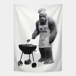 Funny Shirts Dad Shirts Funny Bigfoot Novelty Retro Vintage Graphic Grilling Shirt Fathers Day Shirt Funny BBQ Tshirts Humorous tshirt Cool Tapestry