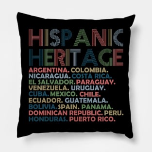 Hispanic Heritage Month Latino All Countries Names Pillow