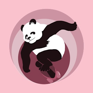 Panda skater in the swirling tunnel T-Shirt