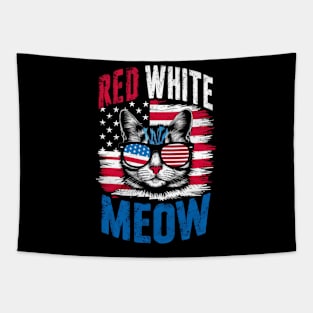 Red White And meow  america Tapestry