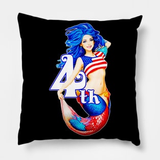 Independence day 4th of july mermaid celebrate Pillow