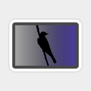 Mockingbird Silhouette on Steel Blue Magnet