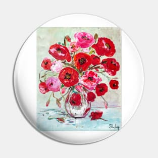 Bouquet Of Red Poppies Pin