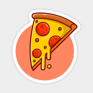 Pizza Melted Cartoon Vector Icon Illustration Magnet