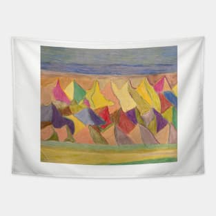 Colourful Mountains With Bright Brilliant And Coloured Background Tapestry