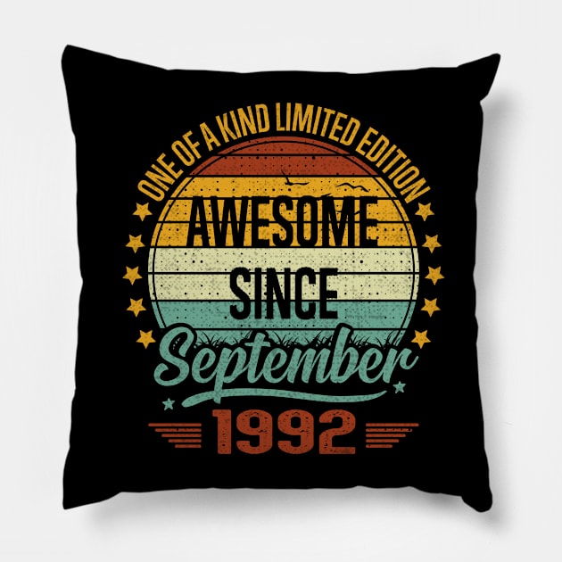 30 Year Old Awesome Since September 1992 Gift 30th Birthday Pillow by sufian