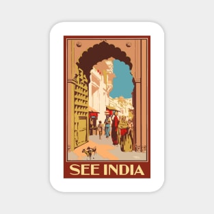 Vintage Travel - See India Magnet