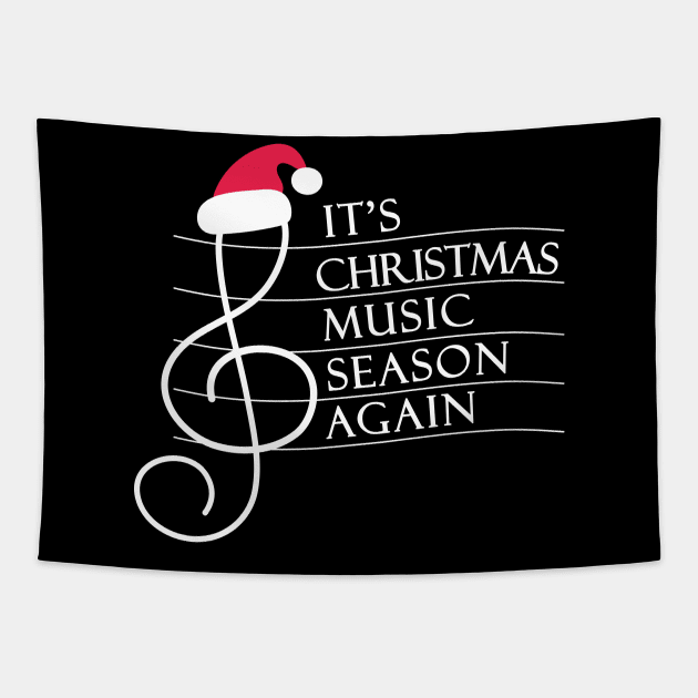 Treble Clef Santa Hat It's Christmas Music Season Again Tapestry by okpinsArtDesign