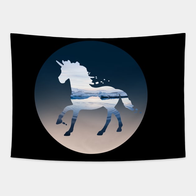 Nokk Frozen Horse Spirit Unicorn Sea Ocean Tapestry by yellowpomelo