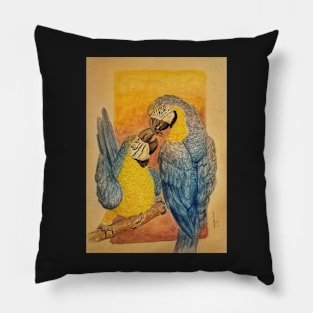 Yellow and breast macaw Pillow