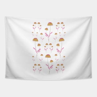 Pattern of Pink Inverted Sunflowers Tapestry