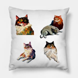 Painted Medieval Cats Pillow