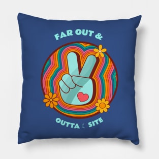 60's-70's Peace Sign Far Out & Outta Site Pillow