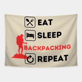 Funny eat sleep backpacking repeat Tapestry