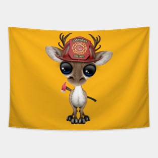 Cute Baby Reindeer Firefighter Tapestry