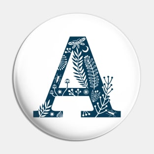 Letter A navy Pin