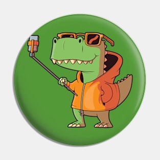 T-Rex Selfie Cartoon Pin