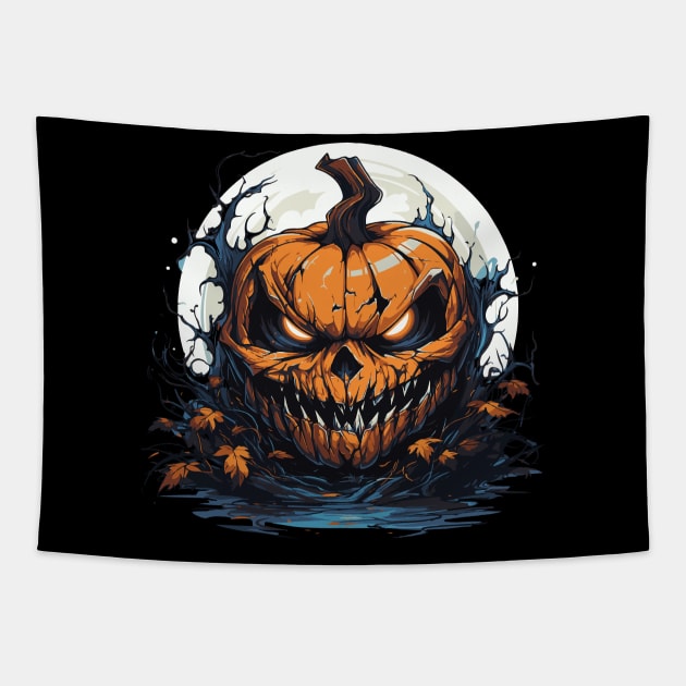 Creepy Pumpkin Tapestry by vectrus