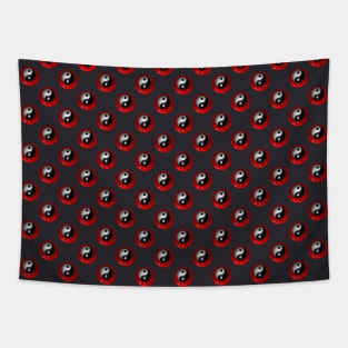 Yin Yang Design - Red Color Pattern Tapestry