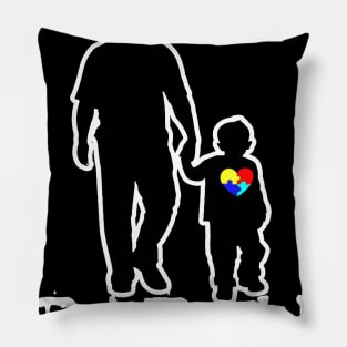 Proud Autism PAPAW And Son Puzzle Piece Awareness Pillow