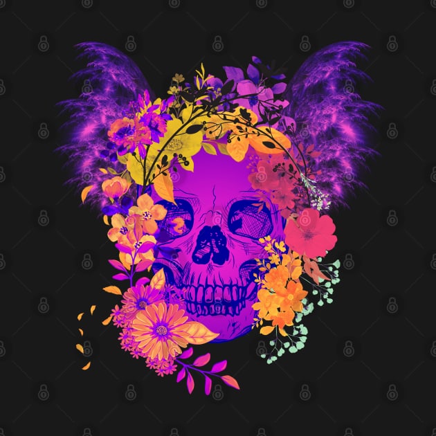 neon floral skull by Love My..