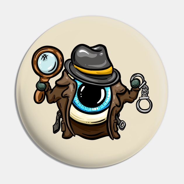 Eyeball Detective Blue Columbo Tattoo Cartoon Style Eye Pin by Squeeb Creative