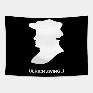 Silhouette of the Christian reformer and theologian Ulrich Zwingli Tapestry