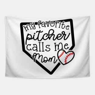 My Favorite Pitcher Calls Me Mom Baseball Cute Funny Tapestry