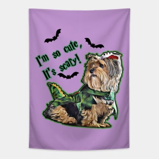 I'm so cute, it's scary cute Yorkshire terrier Yorkie Halloween Design Tapestry