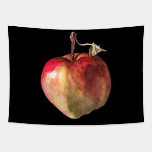 Watercolor apple with a leaf Tapestry