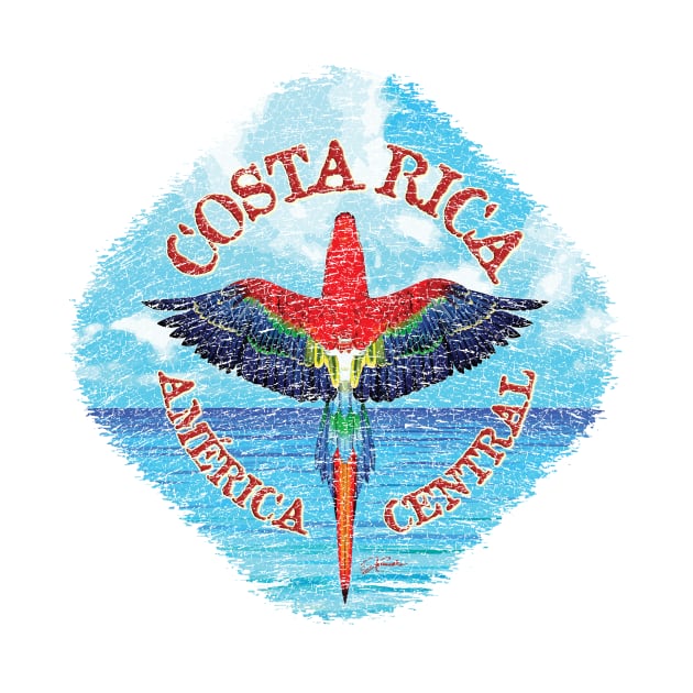 Costa Rica, Scarlet Macaw Flying Over the Sea by jcombs