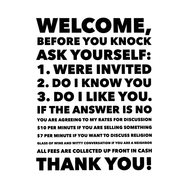 New Parent Life Hack- Sign to Hang at Your Front Door- Snark by penandbea