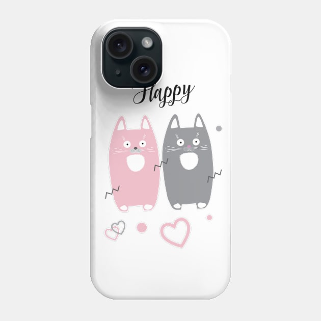 Gifts & Clothing Collection with Cute Cats animals, Pink & Grey Lovely Little Kittens, decoration. Love, Birthday, Anniversary - Gifts Phone Case by sofiartmedia