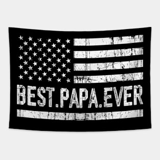 Father's Day Best Papa Ever with US American Flag Tapestry