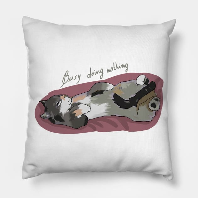 Busy doing nothing Pillow by Antiope