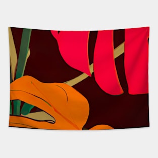 Monstera Plant Abstract Tapestry