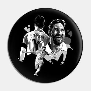 Lionel Messi Pop art Grayscale Pin