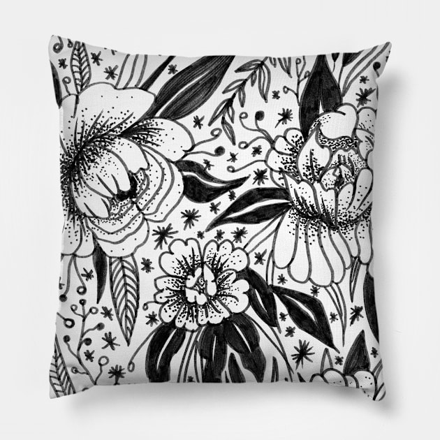 Tattoo and flowers Pillow by 2SUNS