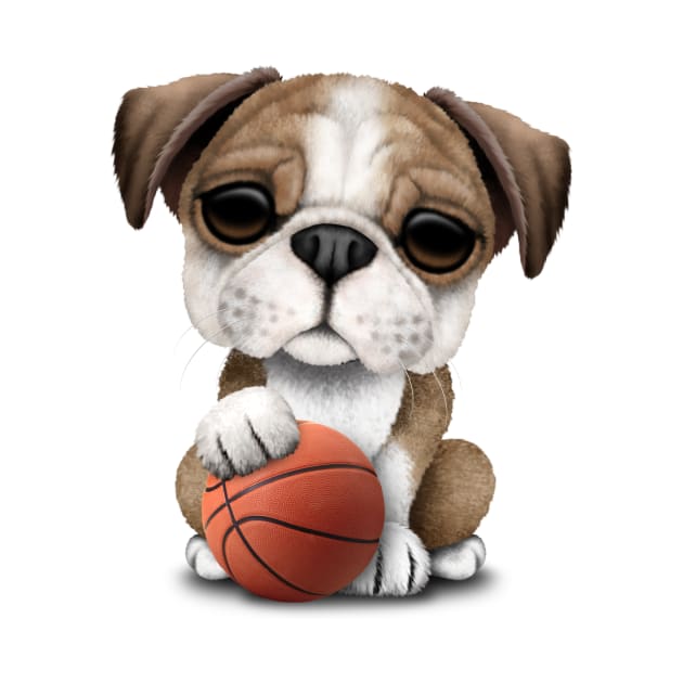 British Bulldog Puppy Playing With Basketball by jeffbartels