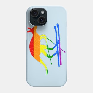 Skier Kangaroo Skiing Fun Winter Sports Rainbow Flag Gift Phone Case