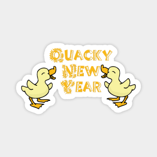 Quacky New Year Yellow Ducks Magnet