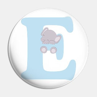 E - blue - elephant Pin