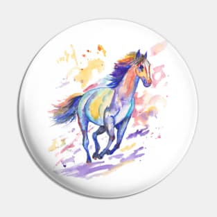 Rainbow Running Horse Pin