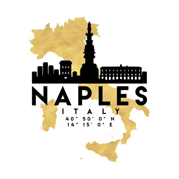 Naples Italy Skyline Map Art by deificusArt