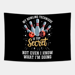 My Bowling Technique Is Top Secret Funny Bowling Bowler Tapestry