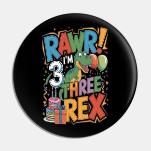 Kids Three Rex Birthday Party Pin
