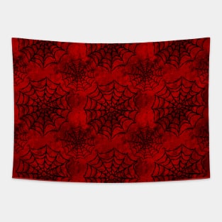 Red Cobweb Round Spider Web Pattern Tapestry