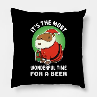 It's the most wonderful time for a beer Capybara Christmas Pillow