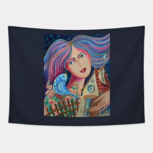 Song About Home Watercolor Illustration Tapestry